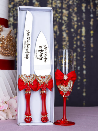 Red with gold butterfly quinceanera bottle