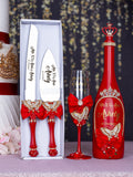 Red with gold butterfly quinceanera bottle