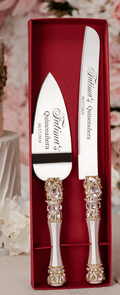 Light Pink and Gold quinceanera cake knife and server