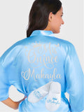 Quinceanera Light Blue with Silver robe with slippers