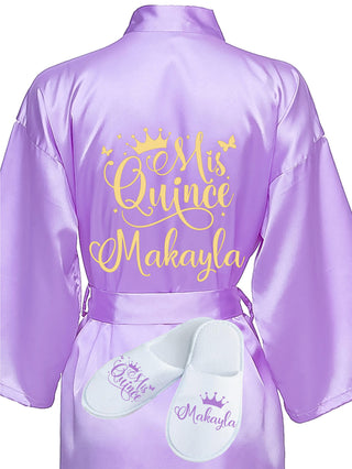 Quinceanera Lavender with Gold robe with slippers