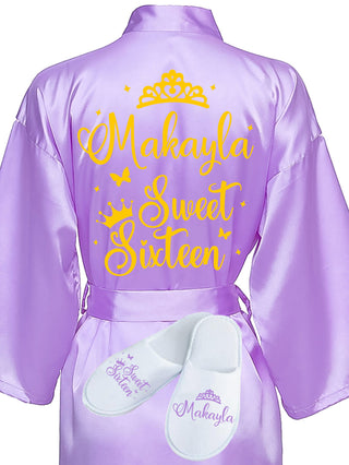 Sweet 16 Lavender with Gold robe with slippers