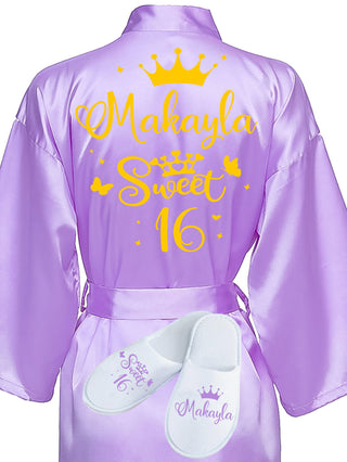 Sweet 16 Lavender with Gold robe with slippers