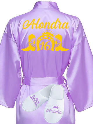 Sweet 16 Lavender with Gold robe with slippers