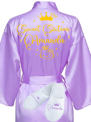 Sweet 16 Lavender with Gold robe with slippers