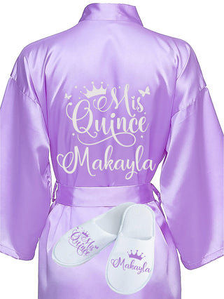 Quinceanera Lilac with Silver robe with slippers