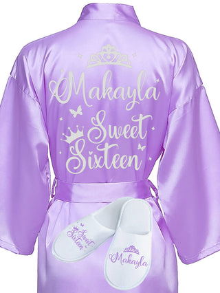 Sweet 16 Lilac with Silver robe with slippers