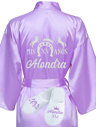 Quinceanera Lilac with Silver robe with slippers