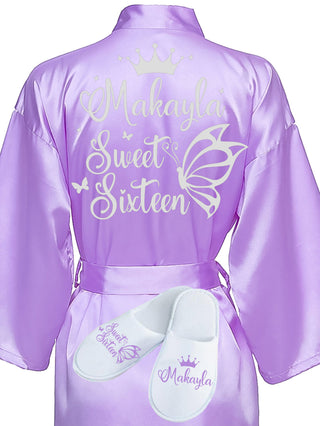 Sweet 16 Lilac with Silver robe with slippers