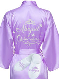 Quinceanera Lilac with Silver robe with slippers