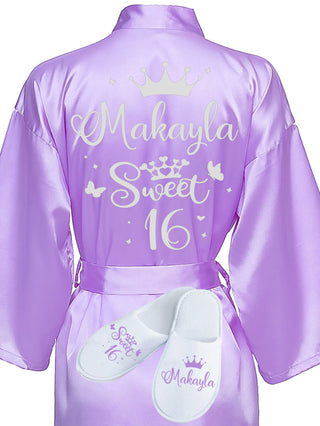 Sweet 16 Lilac with Silver robe with slippers