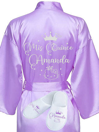 Quinceanera Lilac with Silver robe with slippers