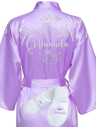 Sweet 16 Lilac with Silver robe with slippers