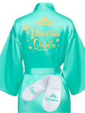 Quinceanera Mint with Gold robe with slippers