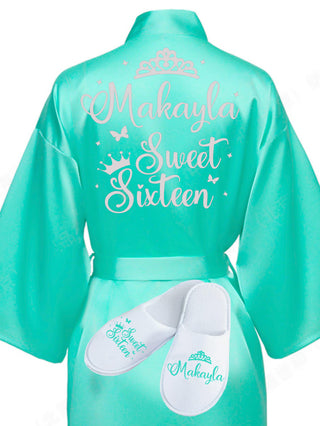 Sweet 16 Mint with Silver robe with slippers