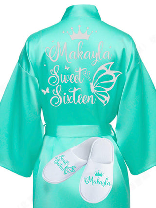 Sweet 16 Mint with Silver robe with slippers