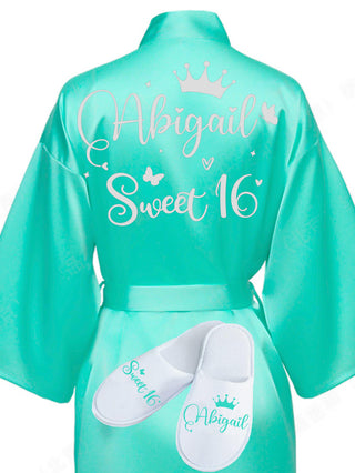 Sweet 16 Mint with Silver robe with slippers