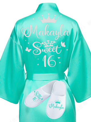 Sweet 16 Mint with Silver robe with slippers