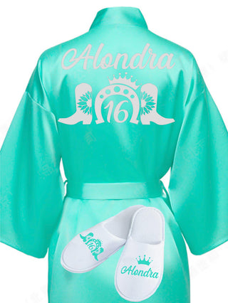 Sweet 16 Mint with Silver robe with slippers