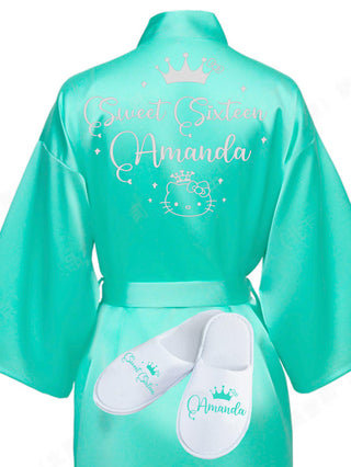 Sweet 16 Mint with Silver robe with slippers