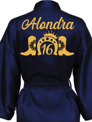 Robe Sweet 16 navy blue with gold