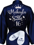 Sweet 16 Navy Blue with Silver robe with slippers