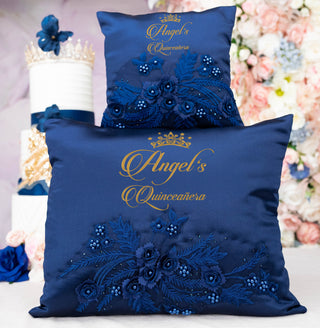 Navy blue with gold quinceanera brindis package with candle