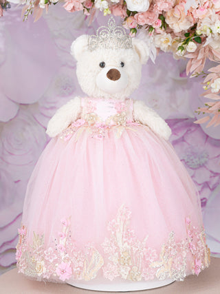 Petal pink last teddy bear for quinceanera