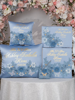 Slate Blue Gold Kitty for Quinceanera