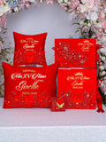 Red Quinceanera theme package of pillows set, Bible and guest book