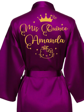 Plum with gold robe for quinceanera