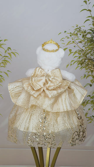 [White Bear] Gold Quinceanera Teddy Bear