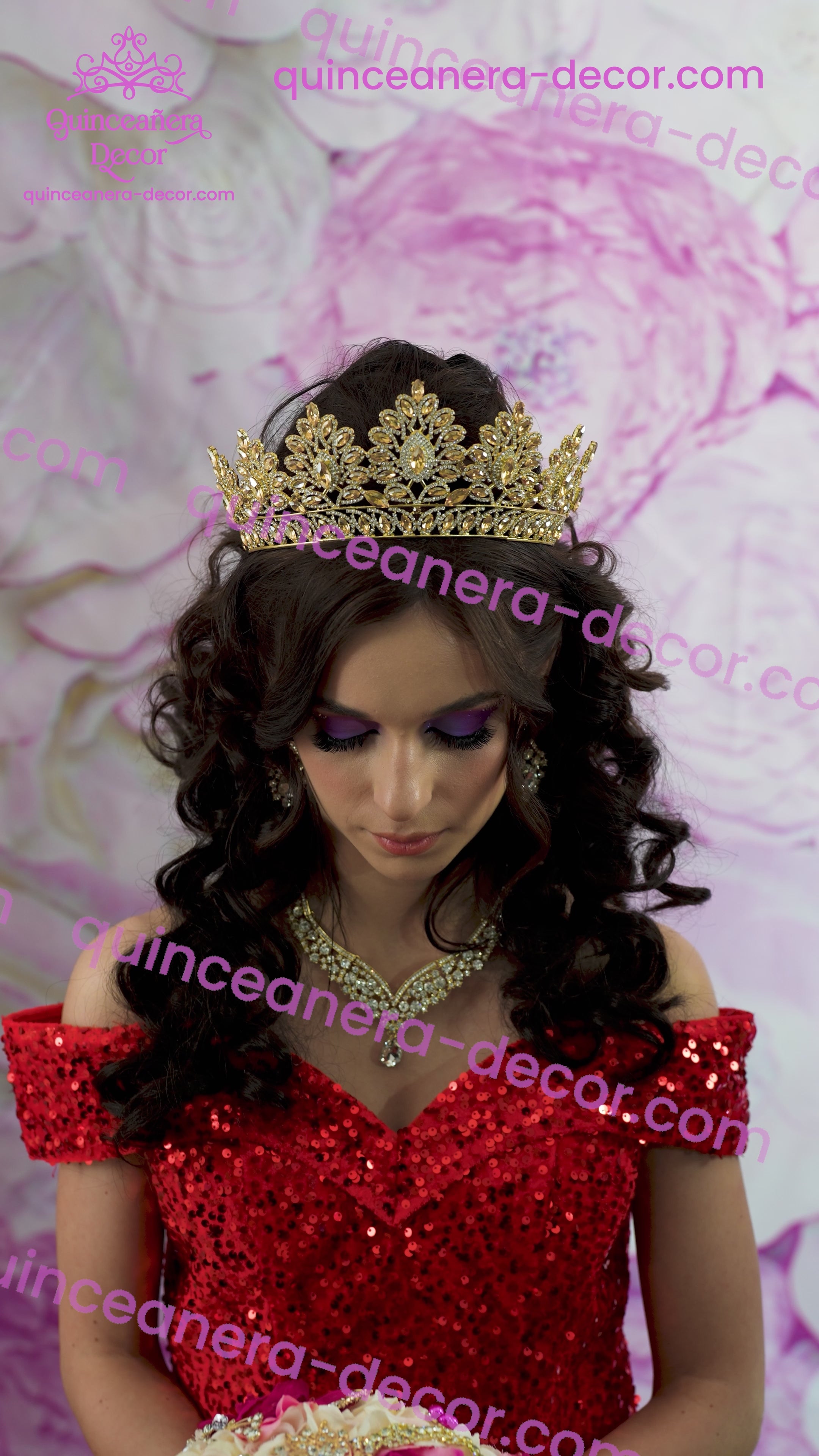Gold Quinceanera Tiara - Quinceanera Coronas - Quince Crown