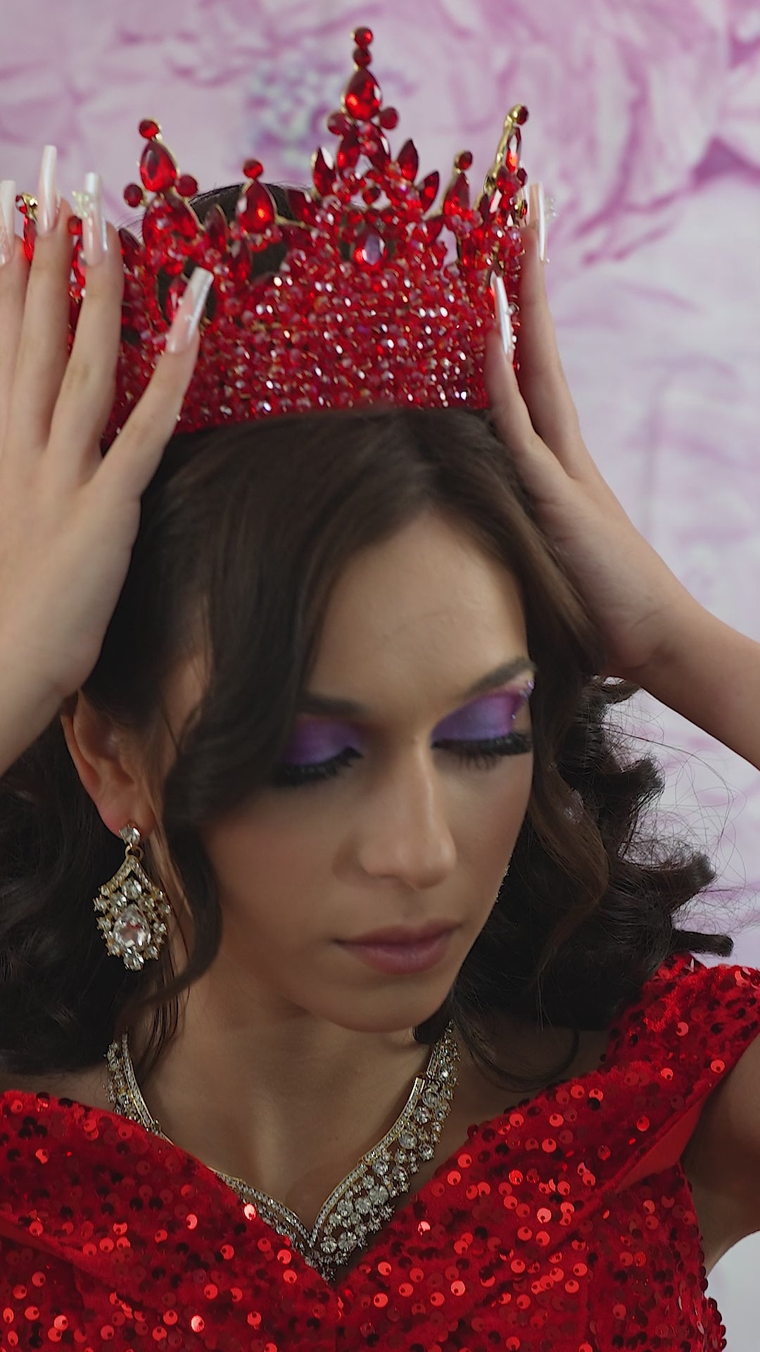Red Quinceanera Crown | Red Sweet 16 Tiara | Roja Quince Corona
