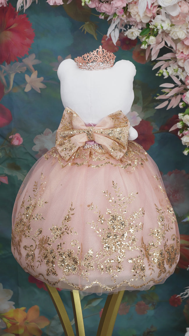 green emerald velvet dress Shop Rose Gold Baby Sequin Dress with Tutu Skirt main image 0