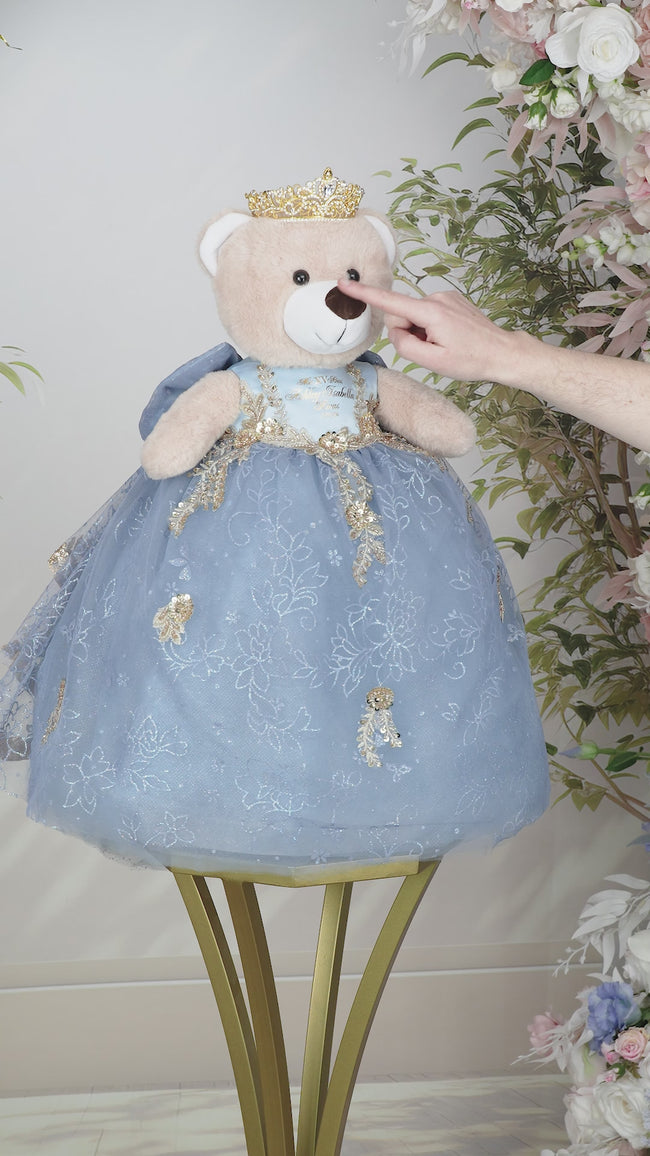 Dusty Blue Teddy Bear for quinceanera