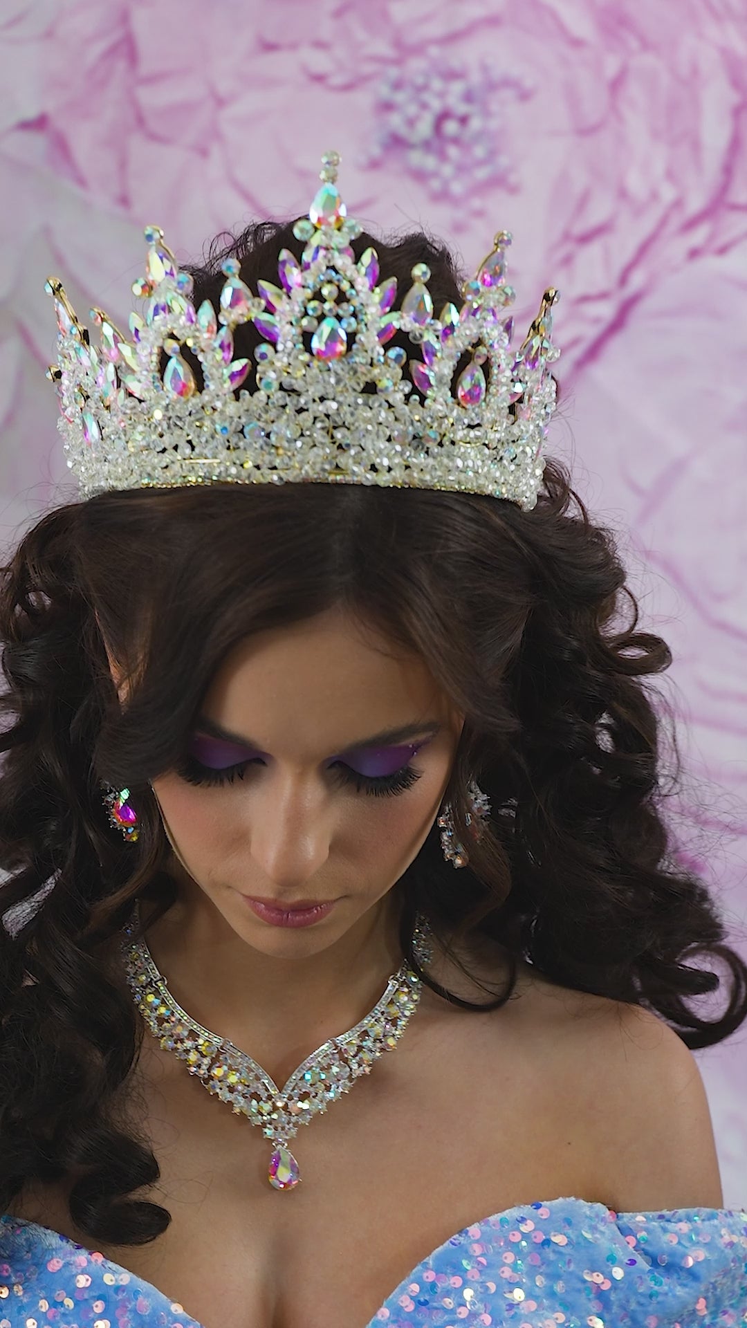 Iridescent Quinceanera Crown| Tornasol Tiara AB jewels| Rainbow