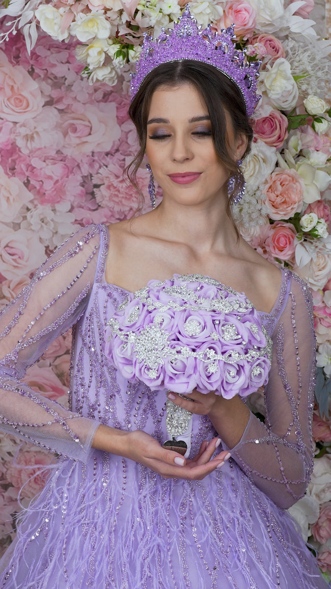 Lilac quinceanera bouquet 9 inches