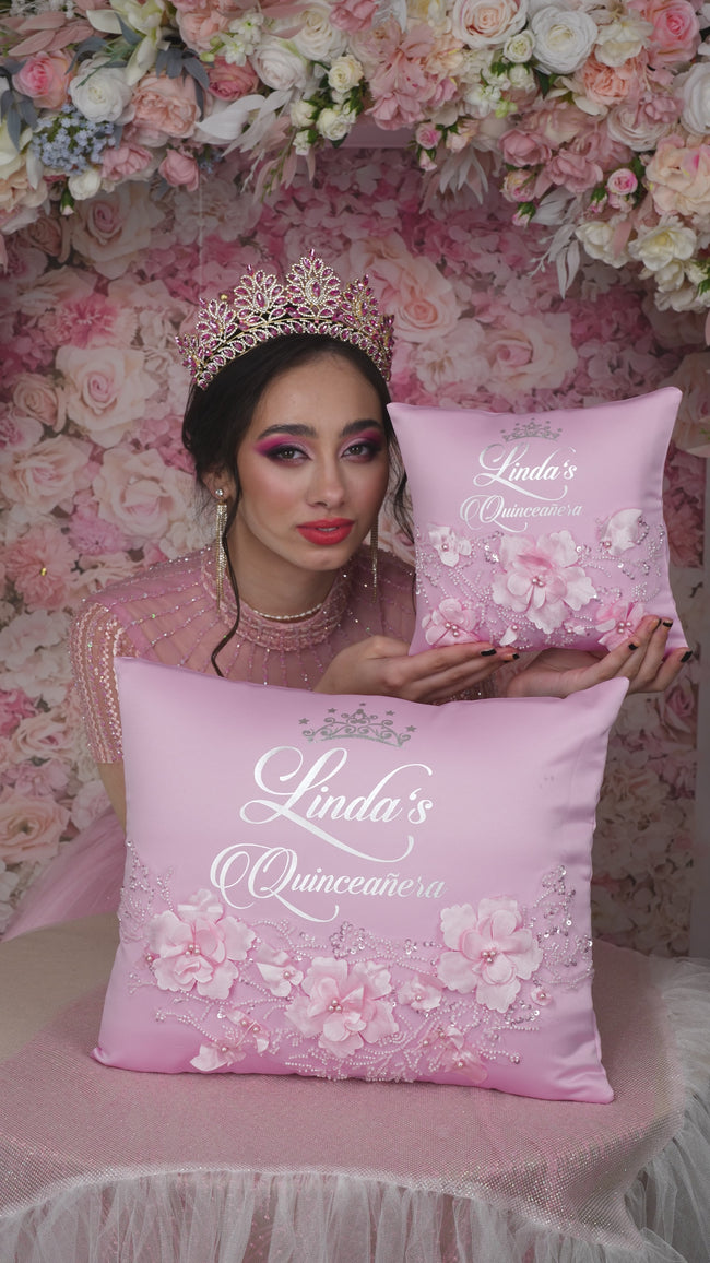 Almohada rosa para arrodillarse en quinceañera Almohada rosa