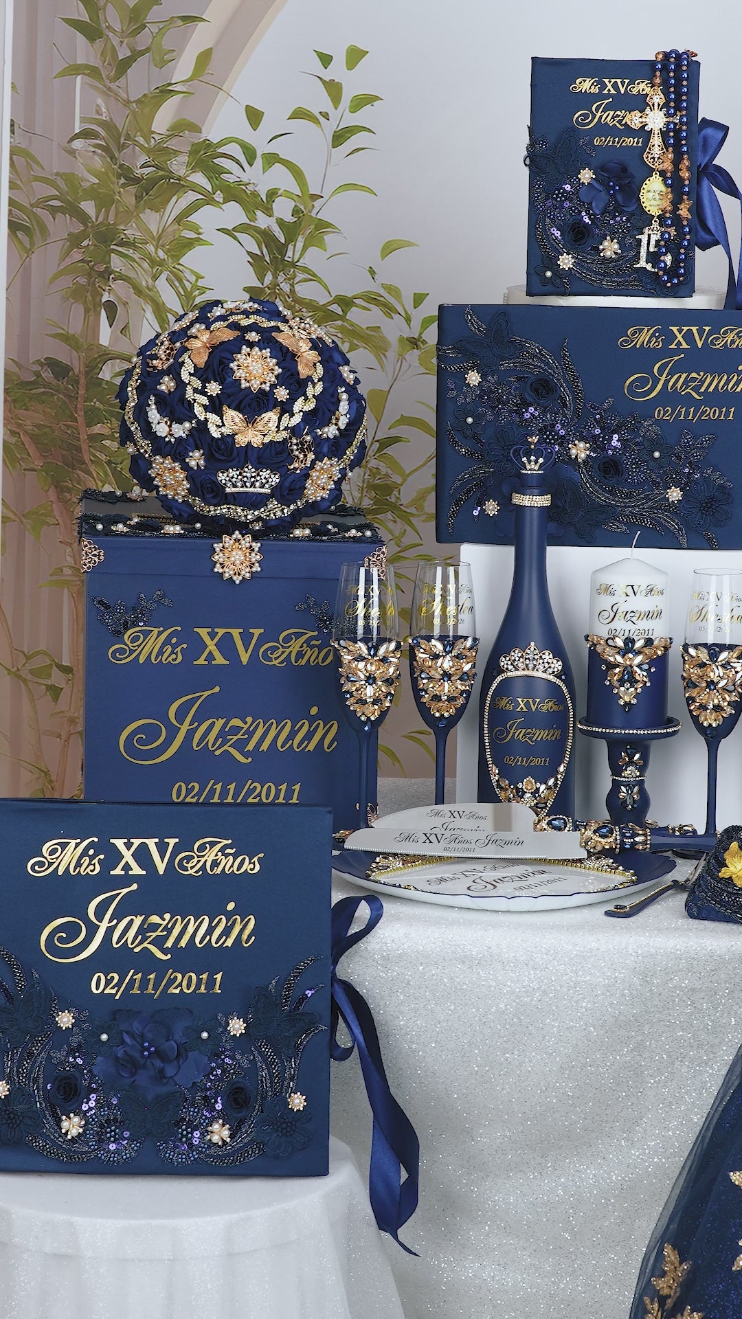 Navy blue quinceanera money card box | Quinceanera Card Boxes