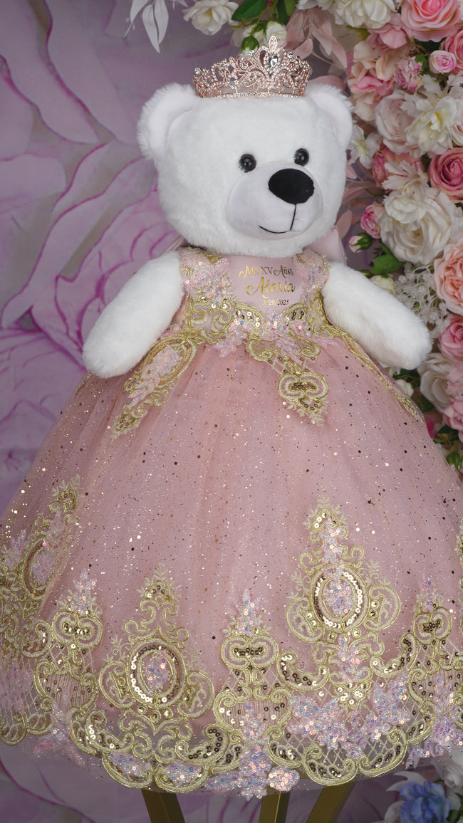 Rose gold quinceanera teddy with dress