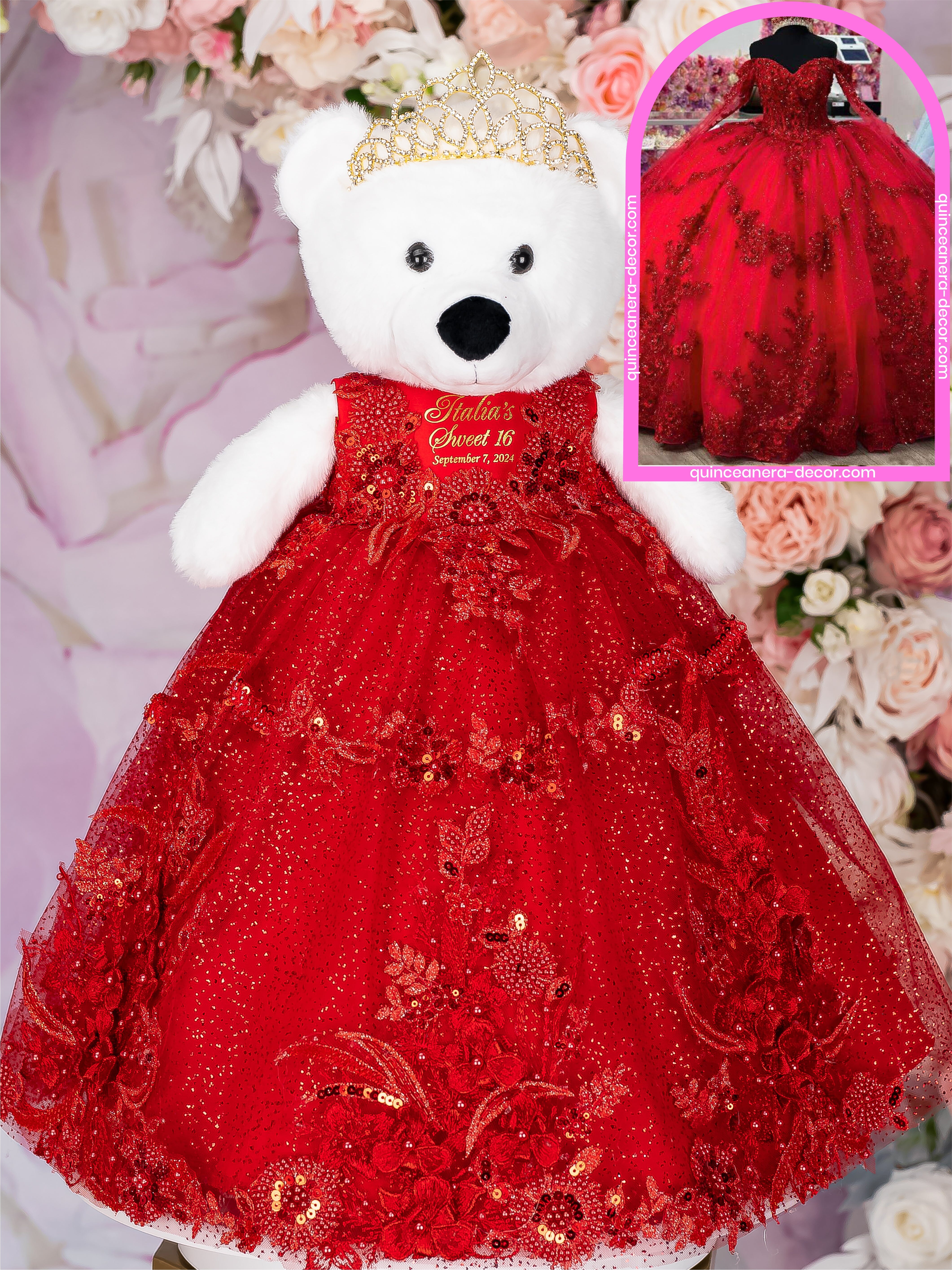 Quinceanera Teddy Bear to match your Dress | Quineanera Oso