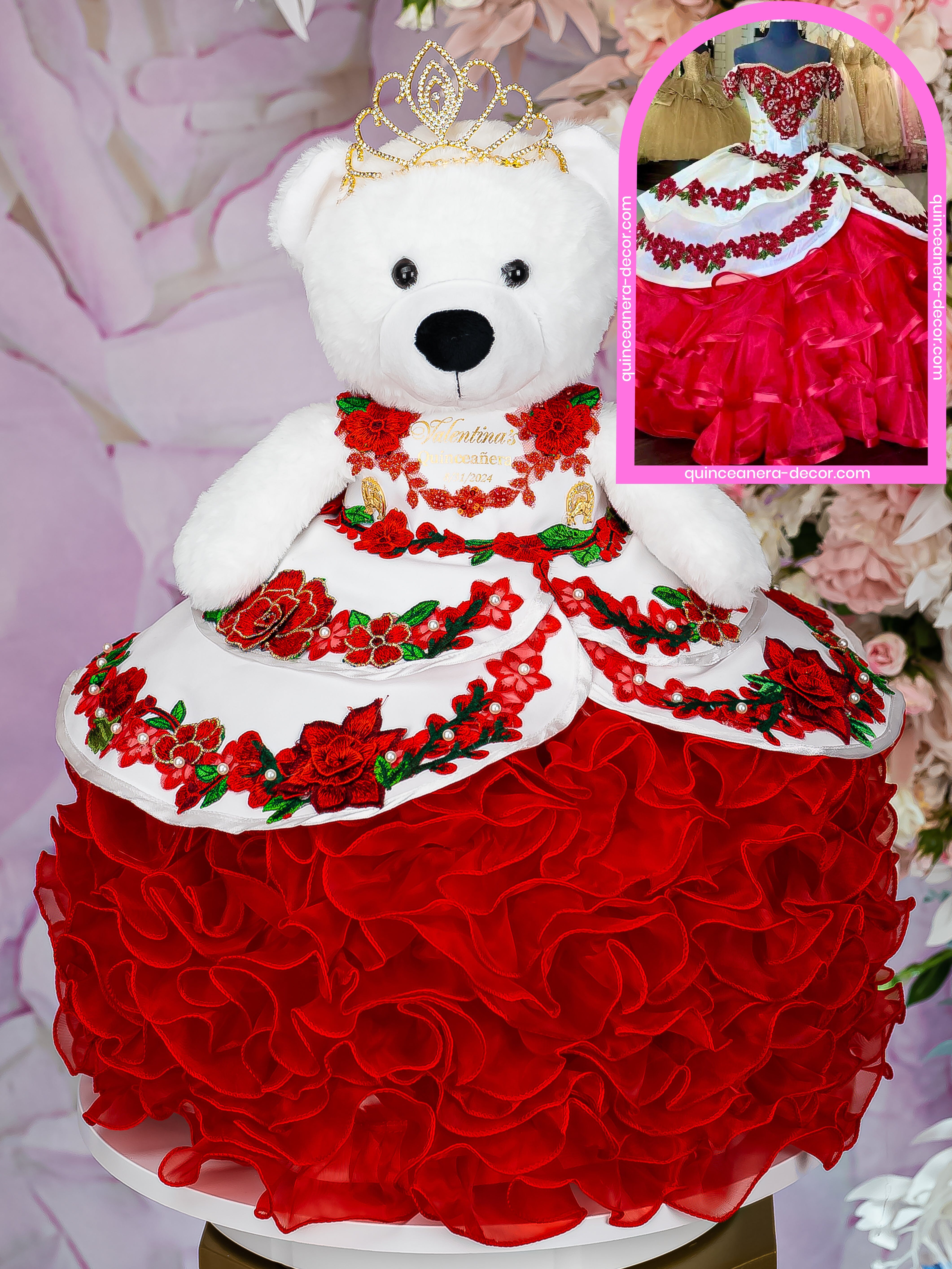 Quinceanera Teddy Bear to match your Dress | Quineanera Oso