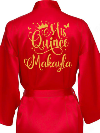 Red with Gold robe for quinceanera