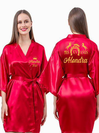 Red with Gold robe for quinceanera