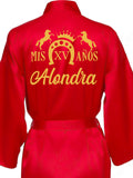 Red with Gold robe for quinceanera