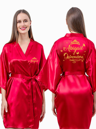 Red with Gold robe for quinceanera