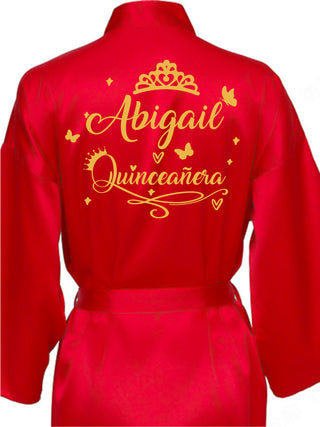 Red with Gold robe for quinceanera