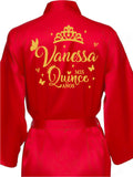 Red with Gold robe for quinceanera