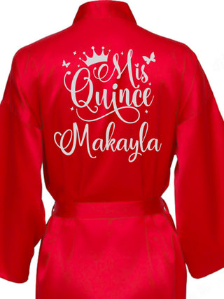 Red with Silver robe for quinceanera